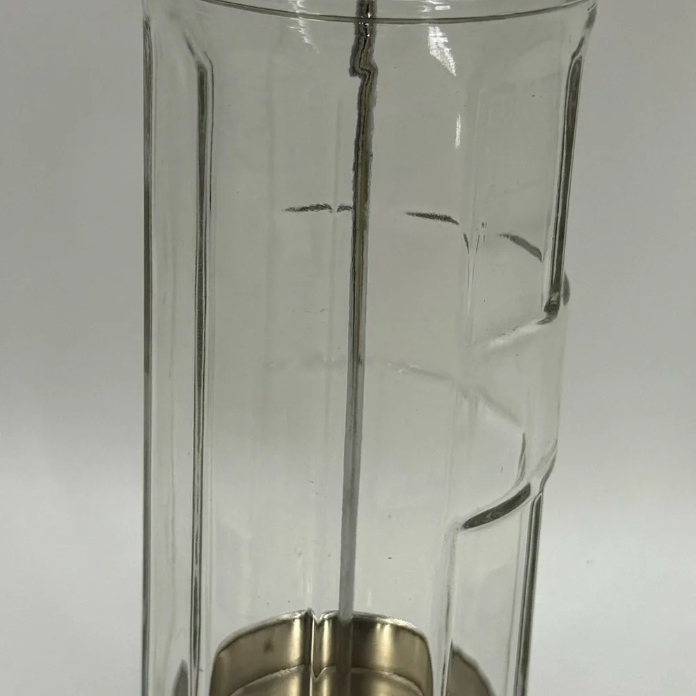 Straw Dispenser 11 Inch Vintage Heavy TableCraft Paneled‎ Clear Glass Metal Lift